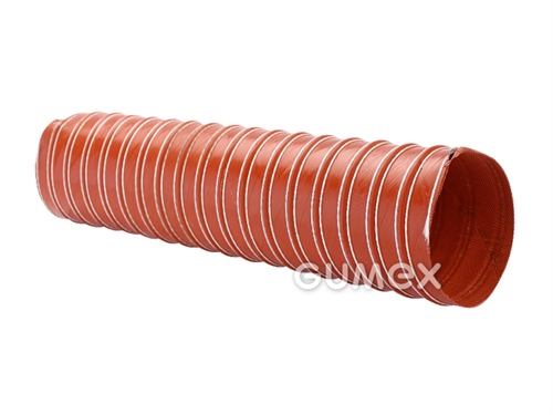Vzduchotechnické hadica pre horúce plyny SIL2, 19/22mm, 2,5bar/-0,73bar, dvojvrstvová tkanina impregnovaná silikónom, oceľová špirála, -80°C/+310°C, červená